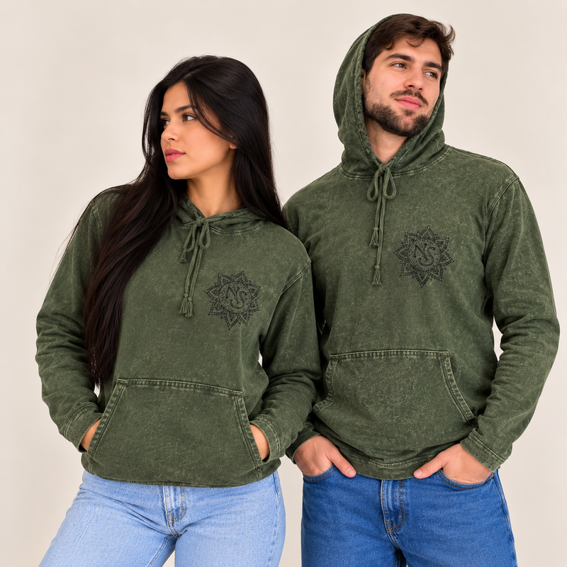 Large Stone Washed Hoody Shirt Kangaroo Pocket - Vintage Teal