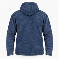 Large Stone Washed Hoody Shirt Kangaroo Pocket - Blue Compass of Life