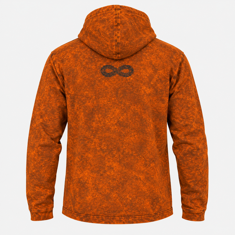 Med Stone Washed Hoody Shirt Kangaroo Pocket - Burnt Orange