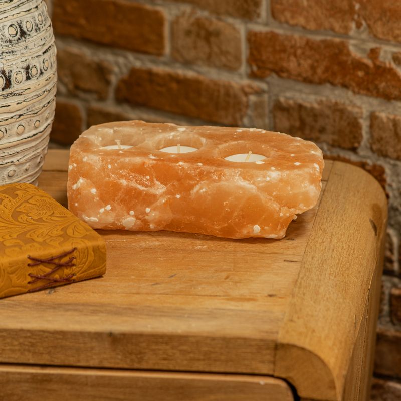 Natural Salt Candle Holder - 3 holes