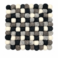 Felt Ball Square Placemat - 20cm Multi Grey Colour