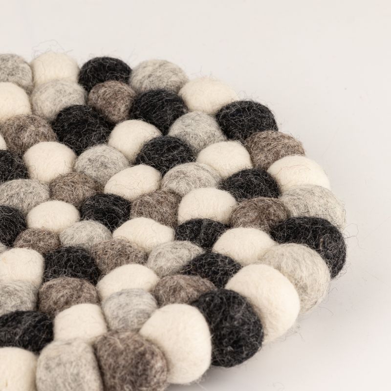 Felt Ball Round Placemat- 20cm Multi Grey Colour