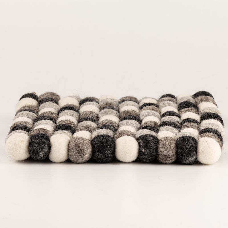 Felt Ball Square Placemat - 20cm Multi Grey Colour