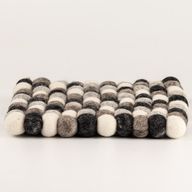 Felt Ball Square Placemat - 20cm Multi Grey Colour