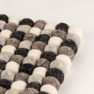 Felt Ball Square Placemat - 20cm Multi Grey Colour