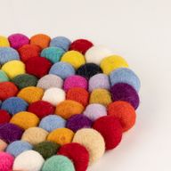 Felt Ball Oval Centre Mat - 38x18cm Multi Colour