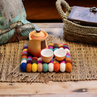 Felt Ball Square Placemat - 20cm Multi Colour
