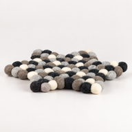 Felt Ball Star Centre Mat - 38x18cm Multi Grey Colour