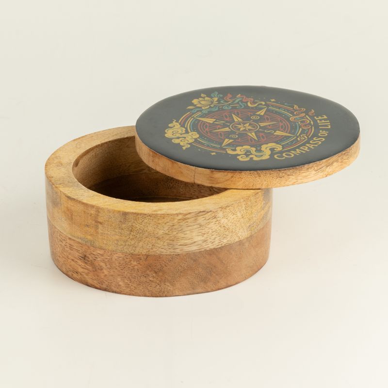 Round Enamelled Box - Compass of Life