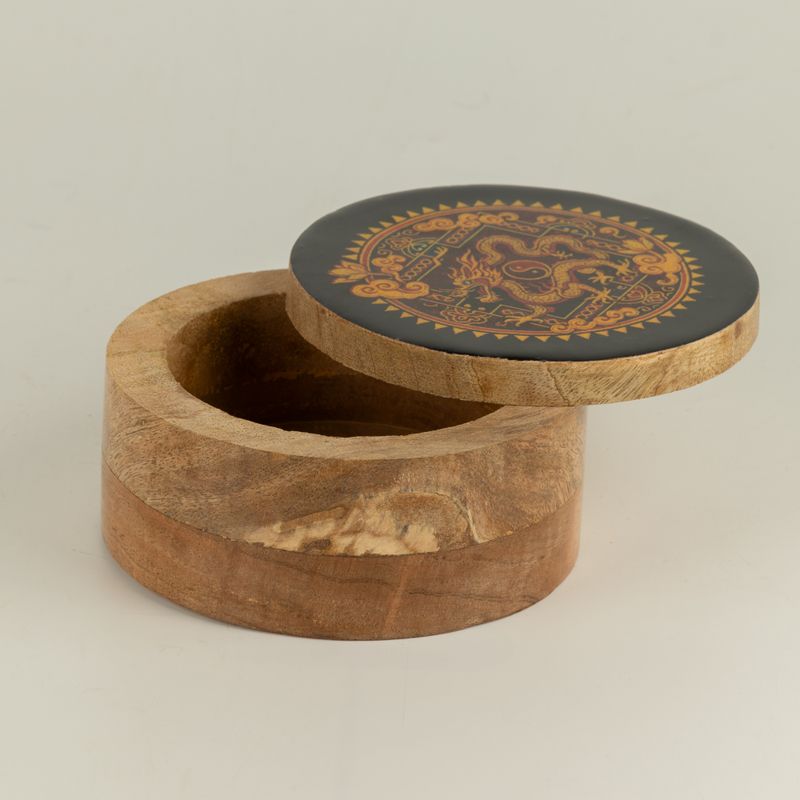 Round Enamelled Box - Dragon Yin Yang