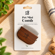 PAW Grooming Tools - Mini Flea Check & Delcate Area Comb - Walnut