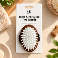 PAW Grooming Tools - Scrub and Soft Rubber Massage - Walnut