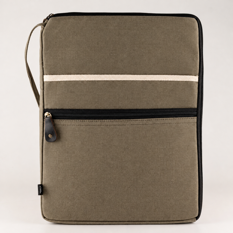 Canvas Large Laptop Pouch - Olive