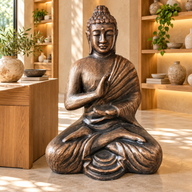 Large Antique Gold Buddha Meditation in Stupa - 1.5m