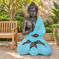 Large Turquoise & Stone Buddha Meditation in Stupa - 1.5m
