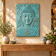 Large Buddha Frame Turquoise Relief - 0.7x1m