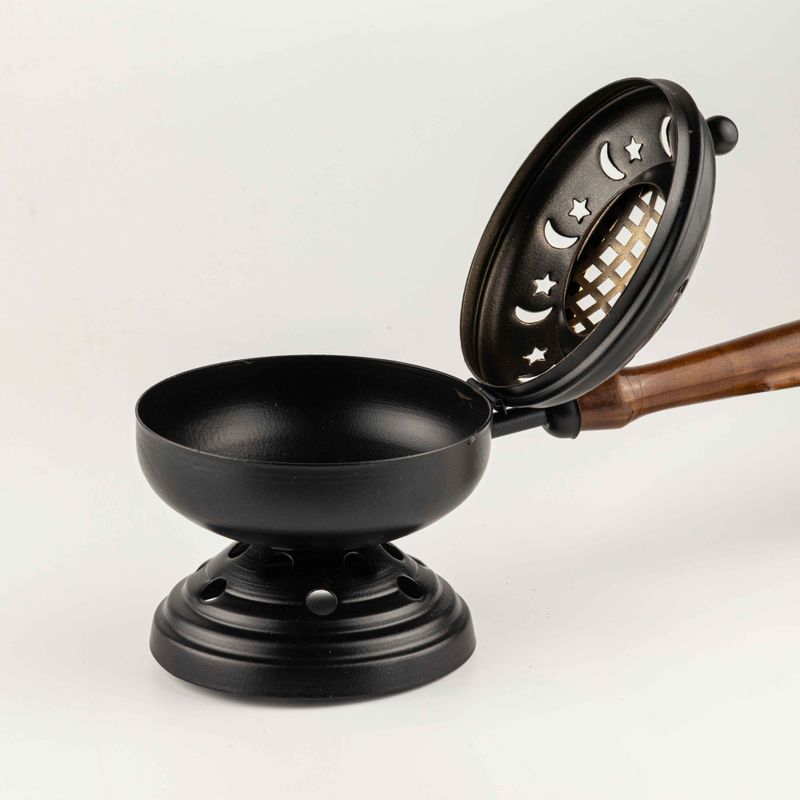 Large Iron Censer on Stand Incense Burner - Gold detail