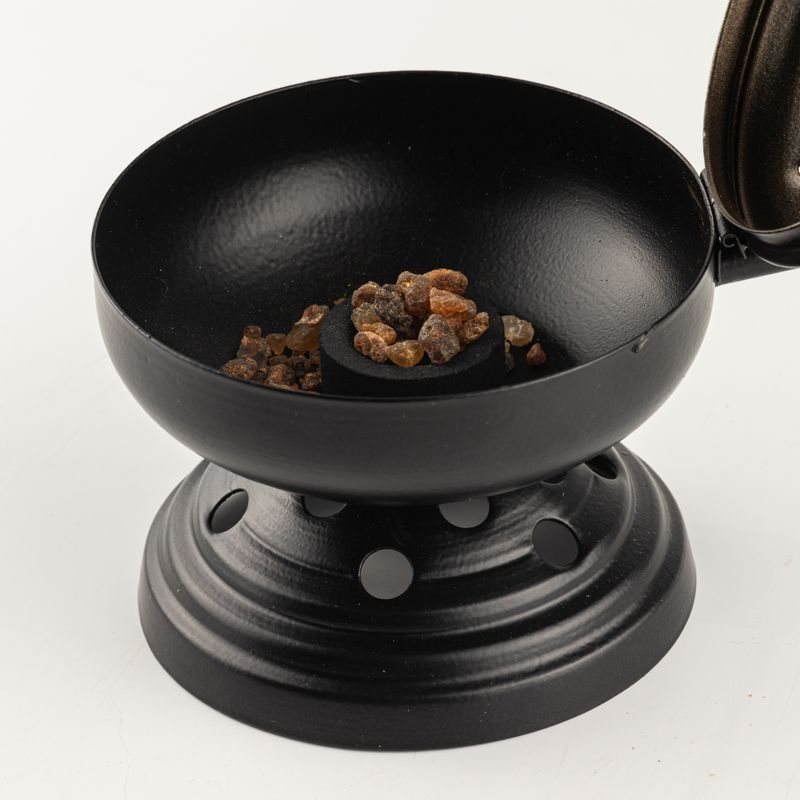 Large Iron Censer on Stand Incense Burner - Gold detail