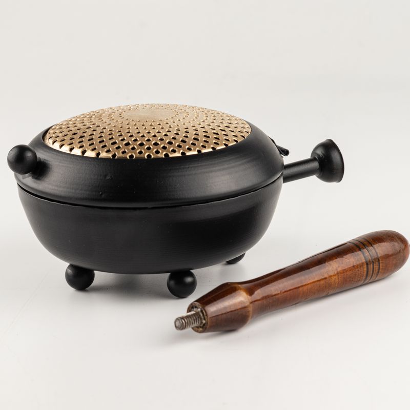 Large Iron Censer Incense Burner - Gold detail