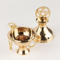 Hanging Brass Incense Burner - Pentagram