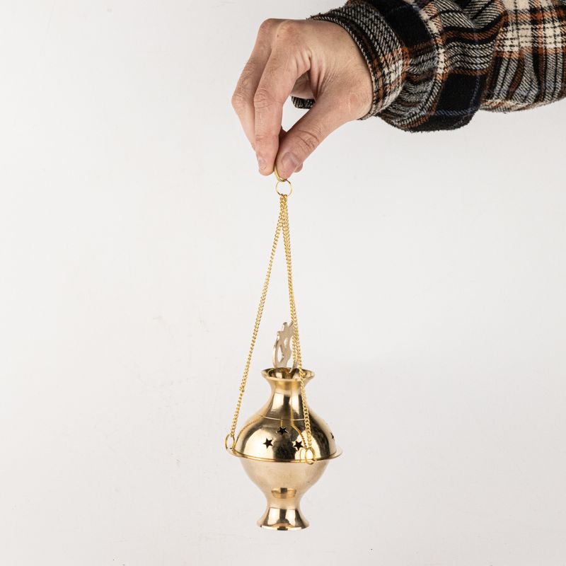 Hanging Brass Incense Burner - Om