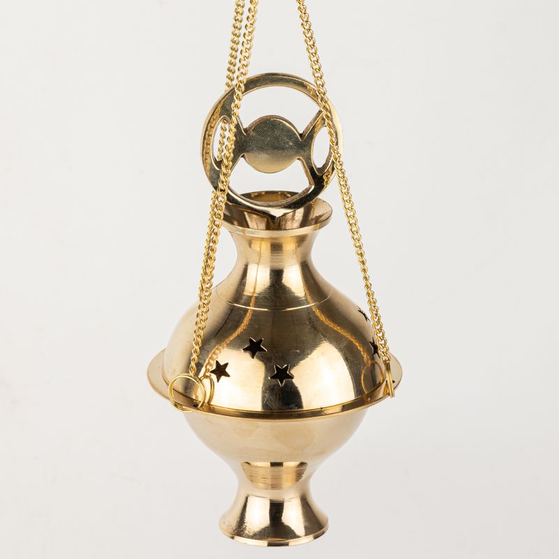 Hanging Brass Incense Burner - Three Phase Moon