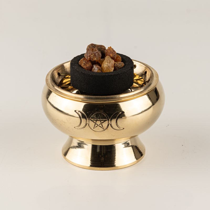 Charcoal Incense Jar - Triple Moon Pentagram