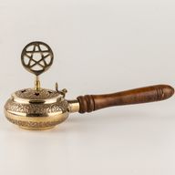 Censer Incense Burner with Wooden Handle - Pentagram