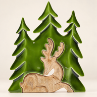 Lost in the Forrest -  Stag in the Forrest 3D Wooden Decoration - 23x20cm