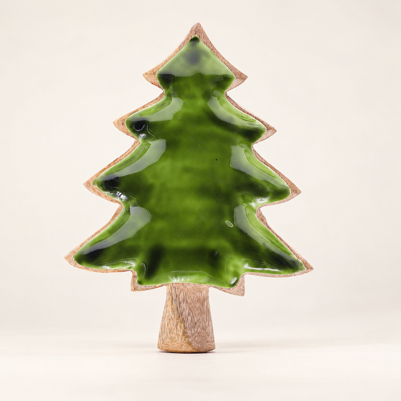 Lost in the Forrest -  Enamel Tree Wooden Bowl - 25x19cm