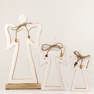 Small Mango Wood Halo Angel - White Enamel
