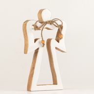 Med Mango Wood Halo Angel - White Enamel