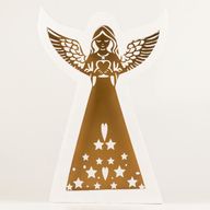 Mango Wood Angel - Whitewash with Iron Decor Cut Out - 39cm