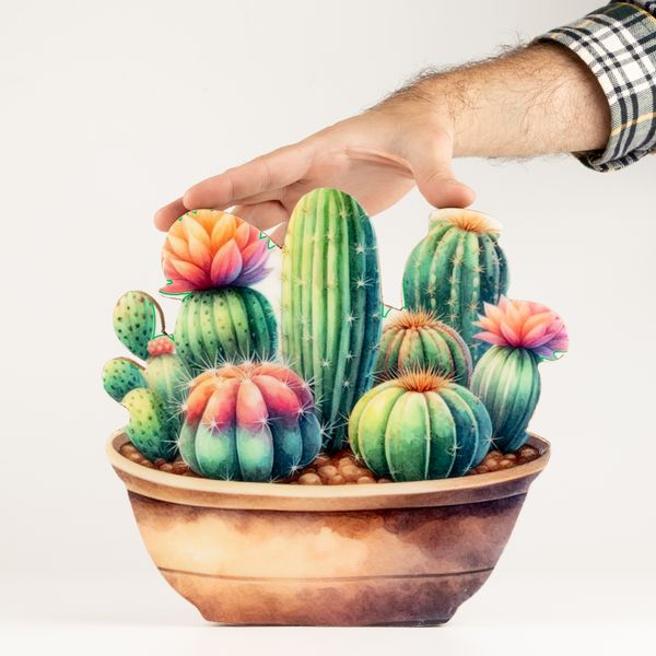 Wooden House Plants - Large Cactus Garden