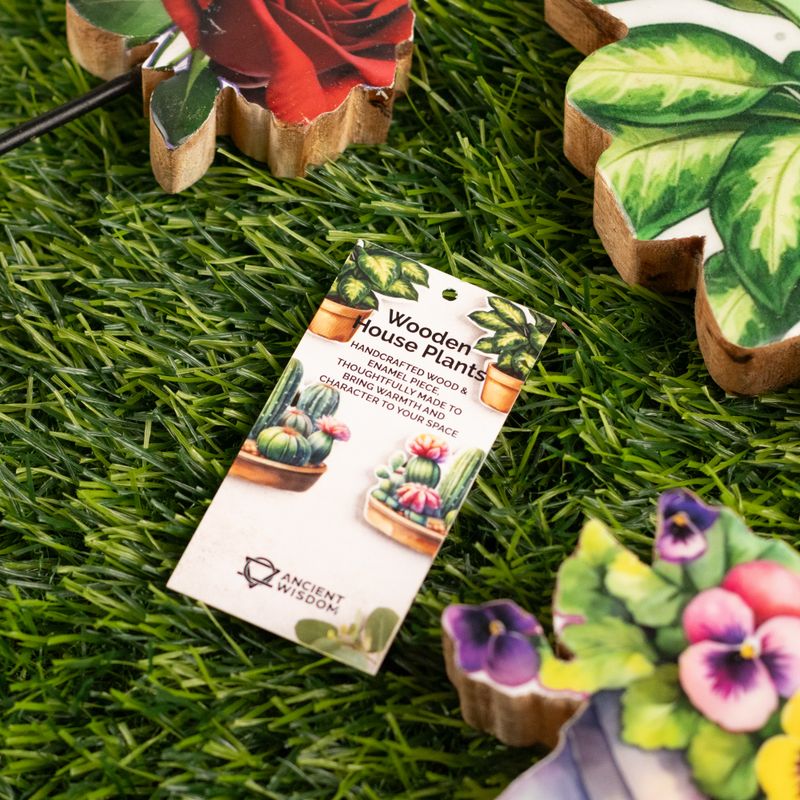 Wooden House Plants - Medium Single Rose