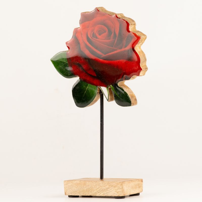 Wooden House Plants - Large Single Rose
