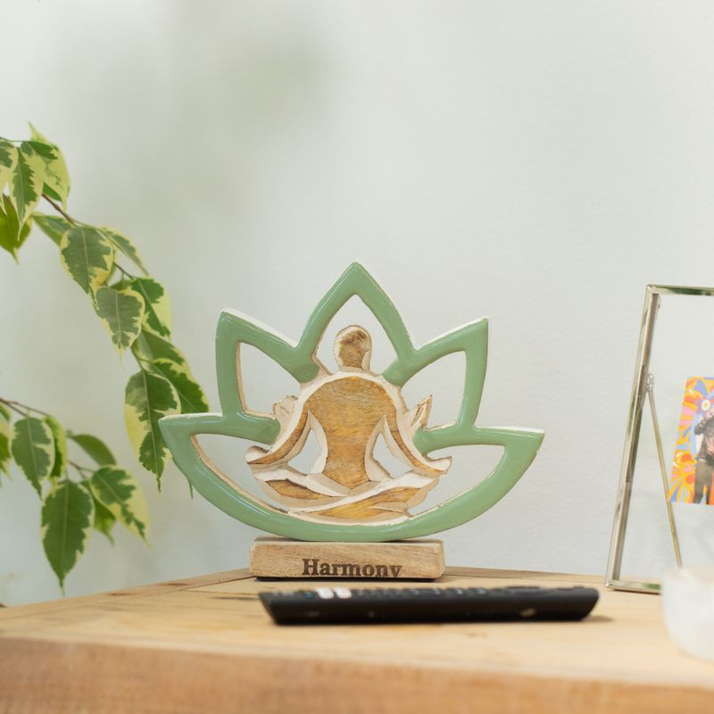 Wooden Yoga Lady - Lotus Flower - Sage - Harmony