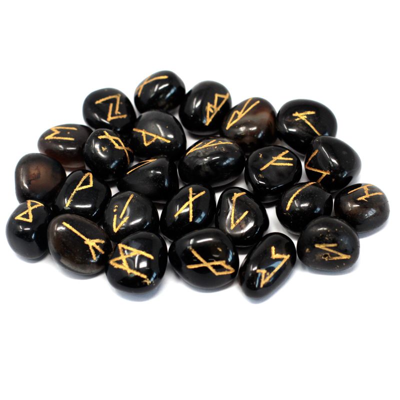 Indian Runes in Pouch - Black Onyx
