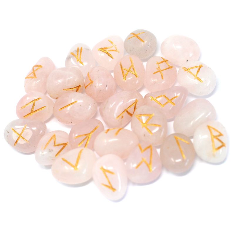 Indian Runes in Pouch - Rose Quartz