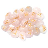Indian Runes in Pouch - Rose Quartz