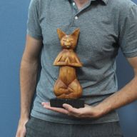 Handcarved Yoga Cat - Lotus