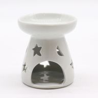 1x Sm Classic White Oil Burner - Moon & Star