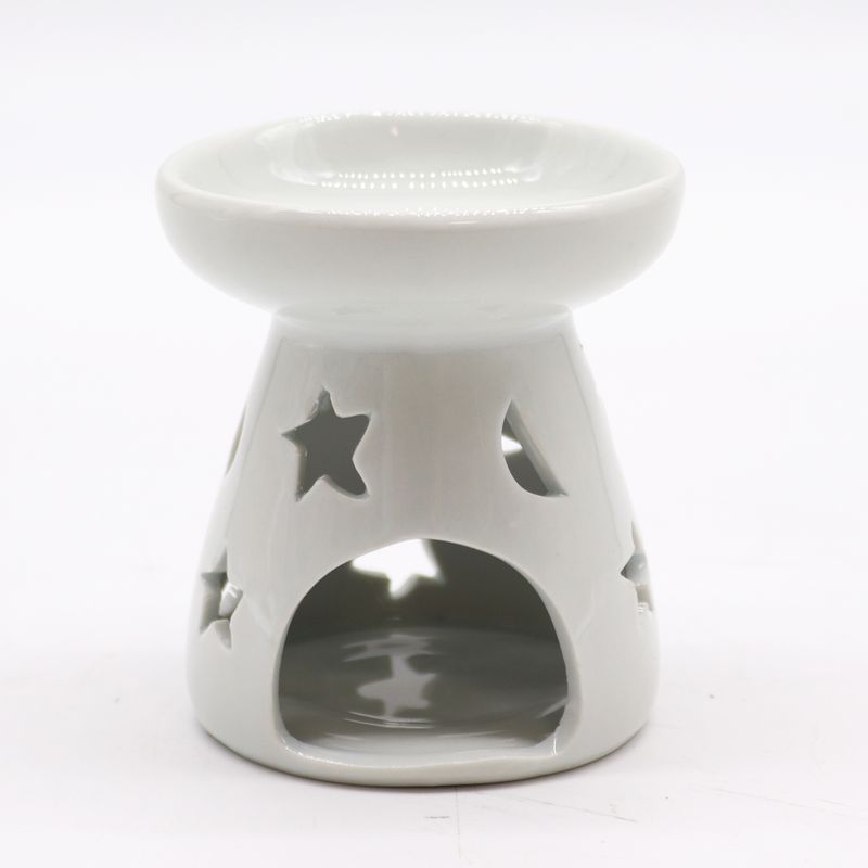 1x Sm Classic White Oil Burner - Moon & Star