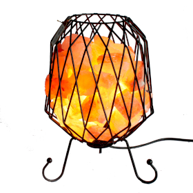 Mesh Salt Rock Brazier Lamp, Cable, Bulb, Pink Salt