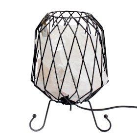 Mesh Salt Rock Brazier Lamp, Cable, Bulb, White Salt