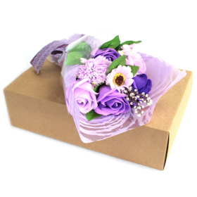 Boxed Hand Soap Flower Bouquet - Purple