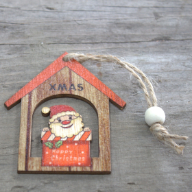 Pack of 2 Christmas Wooden Craft Decoration - Xmas Santa Gift