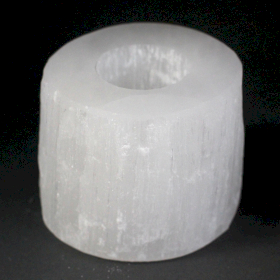 Selenite Cylinder Candle Holder - 8 cm