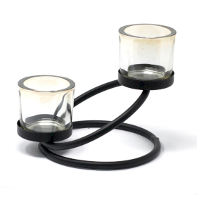 Centrepiece Iron Votive Candle Holder - 2 Cup Double Step