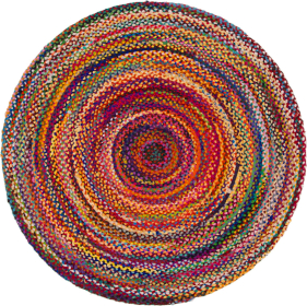 Round Jute and Recycled Cotton Rug -  90 cm